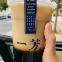 Black Sugar Pearl Black Tea Latte with soy milk! at Yifang Taiwan Fruit Tea in Berkeley