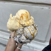 Salted Caramel, Oreo ice cream with caramel drizzle   at Green Scoop Vegan in Berlin