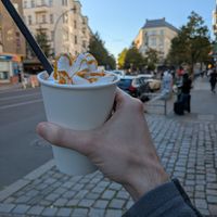 Milkshake! Very good, I recommend. Takes a while though at Green Scoop Vegan in Berlin