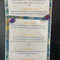 Menu  at Mermaid Grotto in Seward
