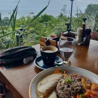 Lovely vegan tico and coconut coffee at Emilio's Cafe in Aguirre
