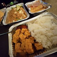 My Curry, the Thai fried rice, and Vegetable spring rolls at Phuket I'm Vegan - Cloud Kitchen in Arlington