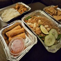 Vegetable spring rolls, and spicy Thai fried rice at Phuket I'm Vegan - Cloud Kitchen in Arlington