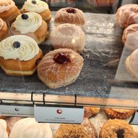 Strawberry compote vegan donut at Good Company Doughnuts & Cafe in Arlington