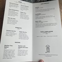 menu  at La Poblana in Reykjavik