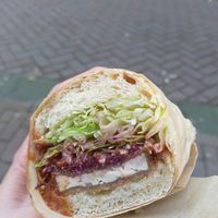 katsu sandwich with crispy tofu & katsu sauce at Margo's Amsterdam - Jordaan in Amsterdam