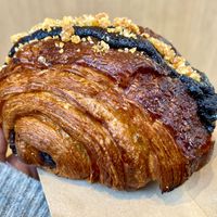 Exterior of the double-baked choc hazelnut croissant at Margo's Amsterdam - Jordaan in Amsterdam