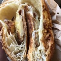 Ham cheese croissant (crushed from trip home)  at Margo's Amsterdam - Jordaan in Amsterdam