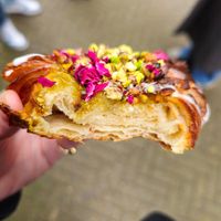 Rose and pistachio with crisp exterior and soft, flaky inside at Margo's Amsterdam - Jordaan in Amsterdam