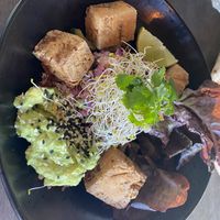 Nourish bowl with added tofu   at Treehouse On Belongil in Byron Bay