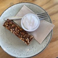 Walnut and Ginger slice with Coconut yoghurt  at Bobby Franks Cafe in The Wood