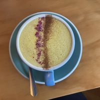 Turmeric latte  at Bobby Franks Cafe in The Wood
