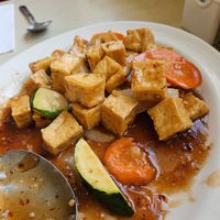 About half of the general tso's tofu order. at Kam  Meng Chinese Restaurant in Newport