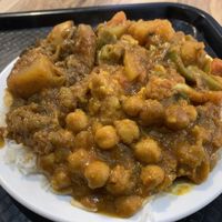 3 vegan curries and rice, medium. $10.70. Good value, tasty and a bit spicy    at City Indian Cuisine in Adelaide