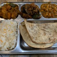Veg Thali with vegan chapati  at City Indian Cuisine in Adelaide