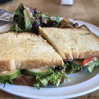 the chauncy gardener: hummus, sprouts, red pepper, carrot, tomato, cucumber, lettuce + balsamic $8.95 at Fiore's Italian Bakery in Jamaica Plain