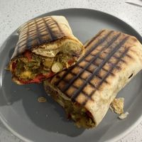 Falafel with roasted peppers, sumac onions and hummus  at Hopper & Bean - Winchmore Hill in North London