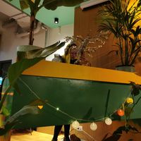 DJ booth at Vegan Oasis in Tallinn