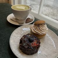 Matcha and pastries   at Vegan Oasis in Tallinn