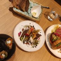 Cheese plate, burger and vöner at Vegan Oasis in Tallinn