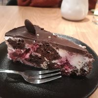 Cherry chocolate cake at Vegan Oasis in Tallinn