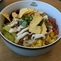Big burrito bowl at Fat Monk - Wien Mitte in Vienna