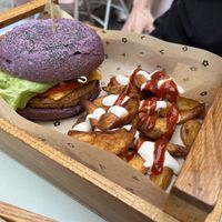 Flower burger and wedges  at Flower Burger - Corso Garibaldi in Milan