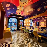 Vibrant interior   at Flower Burger - Corso Garibaldi in Milan