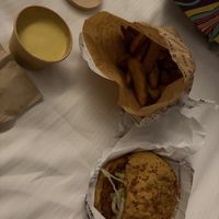 Protein bueguer and fries with cheese  at Flower Burger - Corso Garibaldi in Milan