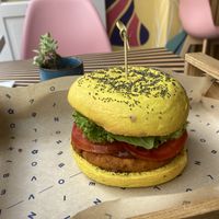 Spicy chickpea burger at Flower Burger in Amsterdam