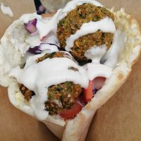 Falafel pita at Falafel Stand in Mallorca