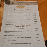 Extra Speisekarte für Vegan und Vegetarisch at Gaststätte Zur Turnhalle in Limburg
