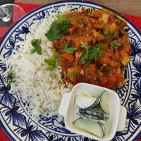 Arroz con curry de verduras y tofu at La Vermuteria in Solsona