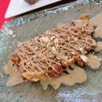 Bizcocho de plátano y crema de cacahuate (vegan) at La Vermuteria in Solsona