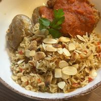 mandonguilles, with rice  at La Vermuteria in Solsona