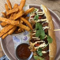 Vegan Banh Mi (comes with sweet potato fries)  at Cafe 1901 in Newcastle Upon Tyne