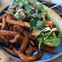 Banh mi with fries   at Cafe 1901 in Newcastle Upon Tyne