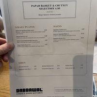 Vegan menu   at Dabbawal in Newcastle Upon Tyne