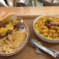 Philly cheesesteak sandwich, mac n cheese pasta  at Plant Cafe & Kitchen - Yeonnam in Seoul