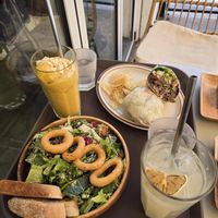 Steak and beans wrap, ceaser salad, mango smoothie at Plant Cafe & Kitchen - Yeonnam in Seoul