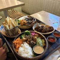 Sticky tofu & teriyaki bowl, french Fries   at Plant Cafe & Kitchen - Yeonnam in Seoul