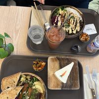 Lentilbowl, Temphe and hummus bowl, and carrot cake  at Plant Cafe & Kitchen - Yeonnam in Seoul