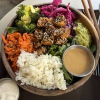 Sticky tofu rainbow bowl   at Plant Cafe & Kitchen - Yeonnam in Seoul