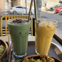Power green smoothie and tropical mango smoothie   at Plant Cafe & Kitchen - Yeonnam in Seoul
