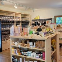 Interior, bulk section in the back at Vegan Laden in Gressoney-saint-jean