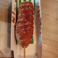 Vegan corn dog with cheese and sausage at GangNam Falafel in Paris