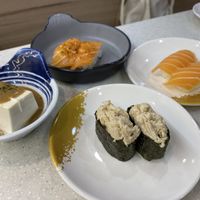 Tofu with goma sauce, salmon and tuna Mayo at Saute Sushi 素特•素司 in Central Singapore