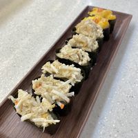 Tuna Mayo, Tuna crab stick Mayo, diced mango and salmon at Saute Sushi 素特•素司 in Central Singapore