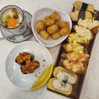 Chawamushi, hashbrown balls, inari sushi etc at Saute Sushi 素特•素司 in Central Singapore