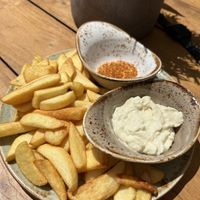 Steakhouse fries with vegan mayo and chili flakes  at Bruder Jakob in Sankt Wendel